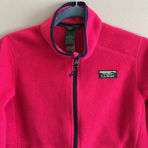L.L. Bean Girls Fleece Zip Up Jacket Fuschia Size Large - Picture 2 of 10